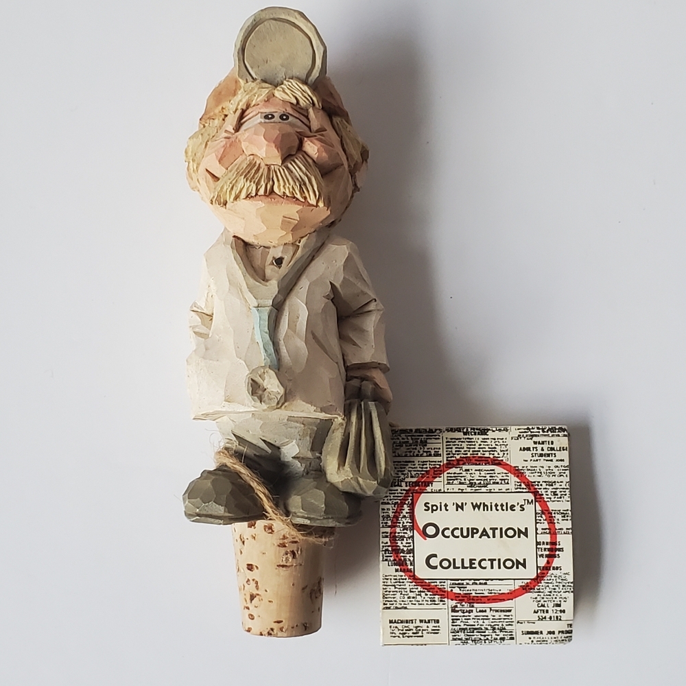 "Doctor Ben Dover" Bottle Stopper from Spit 'n' Whittle by Chris Hammack Vintage